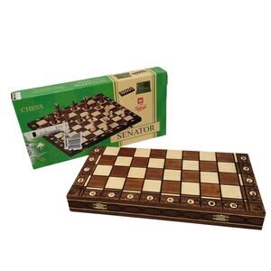 Wegiel Senator Chess Set Wooden Hand Crafted Standard Size Brown New In Box